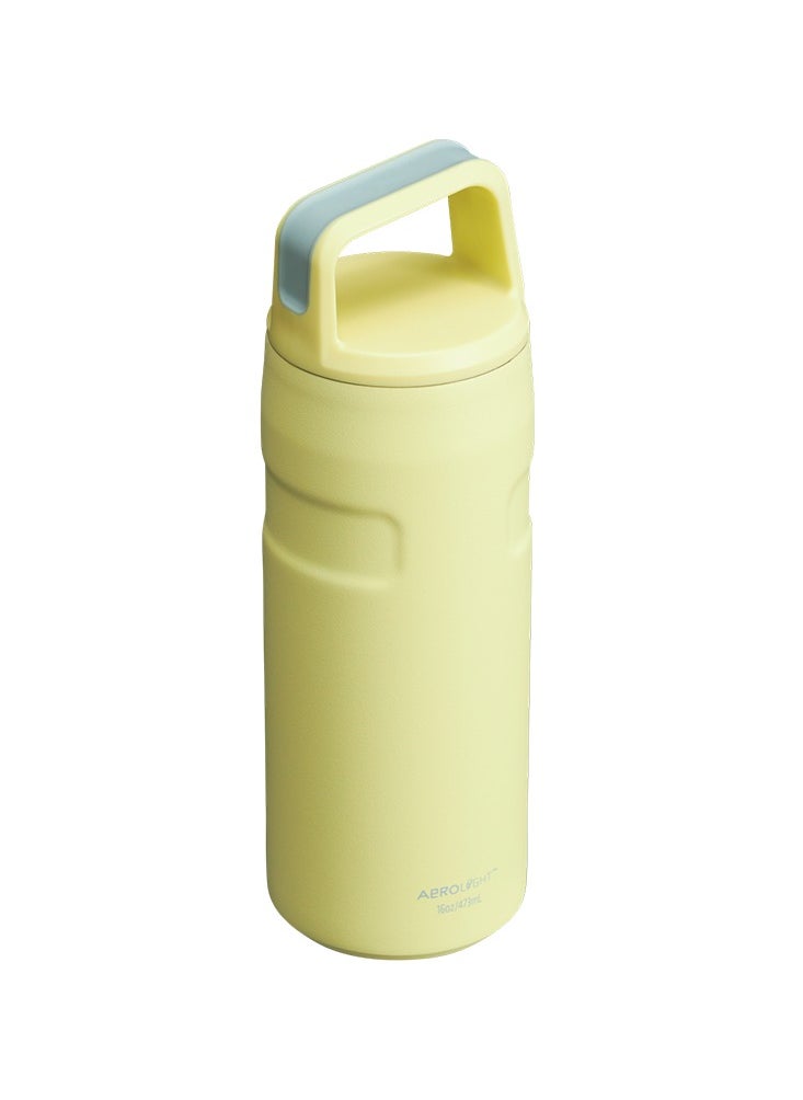 Stanley ice flow water bottle with 473ml carrying cap with roll-up lid with wide opening and anti-leakage suitable for travel and sports-Citron