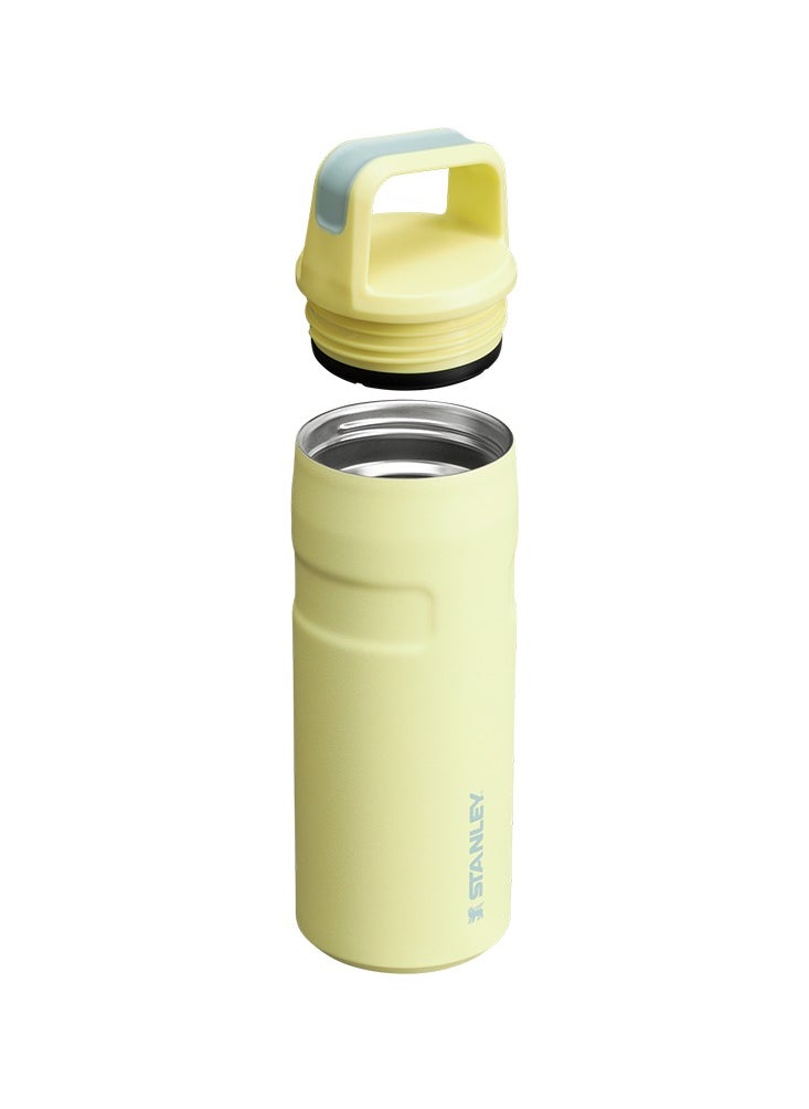 Stanley ice flow water bottle with 473ml carrying cap with roll-up lid with wide opening and anti-leakage suitable for travel and sports-Citron