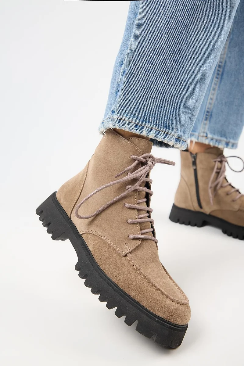 Manijero Manijero (Valentina) Women's Genuine Leather Lace-up Mink Boots