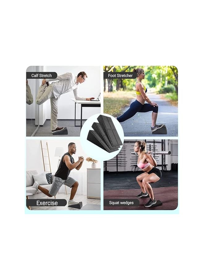 PROMASS - Squat Wedge Block, Heavy Duty 3Pcs Foam Foot Ankle Knee Stretcher Leg Extender, Adjustable Angles Non-Slip Squat Wedge Ramp Slant Board For Heel Elevated Squat, Calf Raise, Yoga, Pilates - Image 1