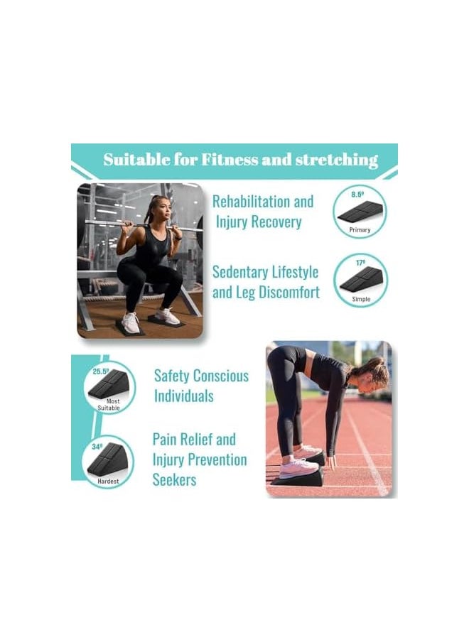 PROMASS - Squat Wedge Block, Heavy Duty 3Pcs Foam Foot Ankle Knee Stretcher Leg Extender, Adjustable Angles Non-Slip Squat Wedge Ramp Slant Board For Heel Elevated Squat, Calf Raise, Yoga, Pilates - Image 1