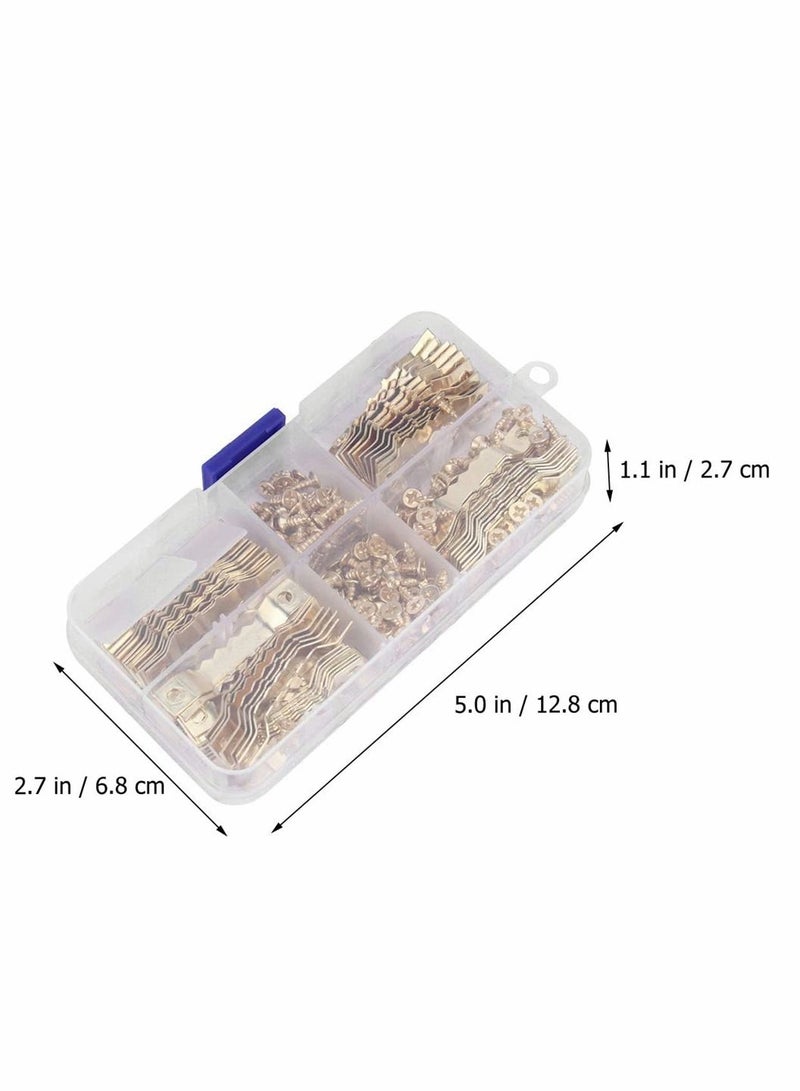 SYOSI Sawtooth Picture Hangers With Screws, 100 Pcs Double Hole Sawtooth Hangers Photo Frame Sawtooth Hanging Hooks Kit Picture Hanging Hardware For Paintings Photos Art, Home Decoration ( Gold ) - Image 4