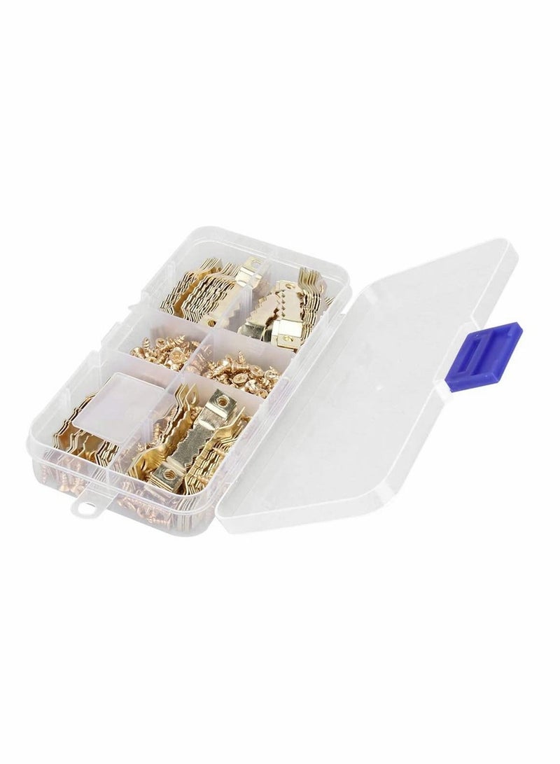 SYOSI Sawtooth Picture Hangers With Screws, 100 Pcs Double Hole Sawtooth Hangers Photo Frame Sawtooth Hanging Hooks Kit Picture Hanging Hardware For Paintings Photos Art, Home Decoration ( Gold ) - Image 5
