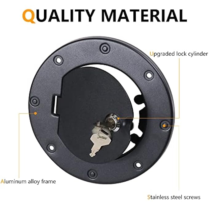 rayihni Locking Gas Cap Cover Compatible with 19972006 Jeep Wrangler TJ Unlimited Sport Rubicon Sahara Exterior Accessories Fuel Filler Door Gas Tank Cap Cover Black - Image 5