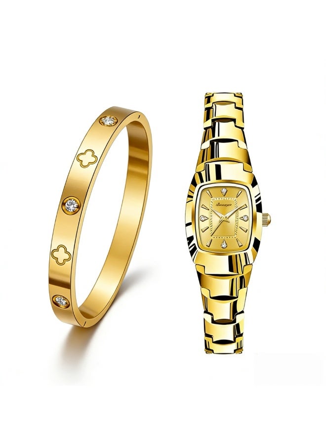 BONARGER Women's Water Resistant Quartz Analog Watch with Bracelet - Gold - Image 1