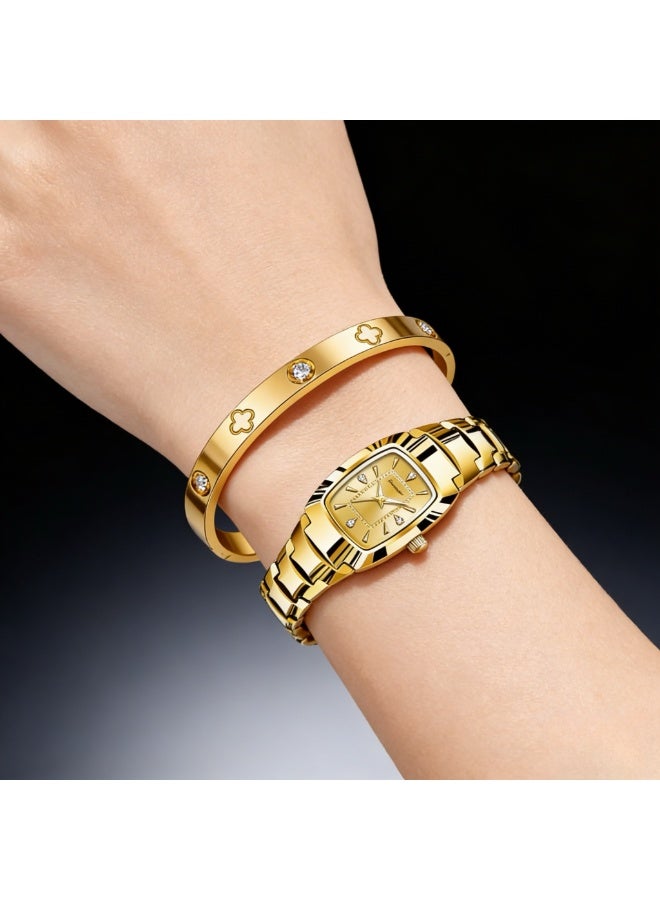 BONARGER Women's Water Resistant Quartz Analog Watch with Bracelet - Gold - Image 2
