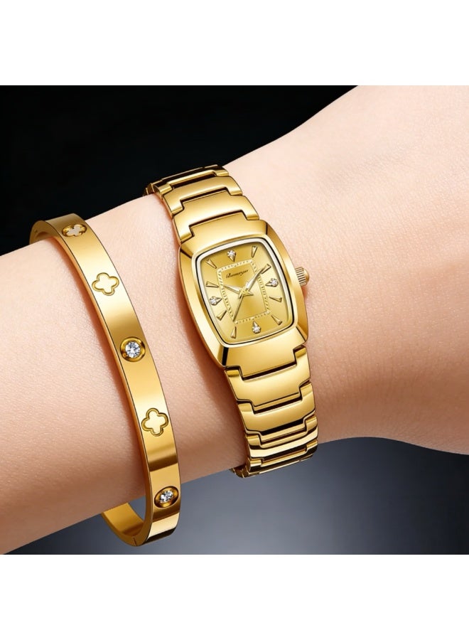 BONARGER Women's Water Resistant Quartz Analog Watch with Bracelet - Gold - Image 3