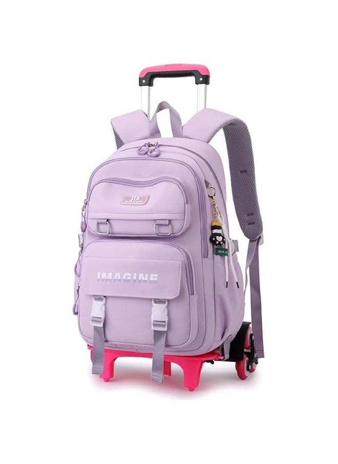 Solid Color Kids School Rolling Backpack for Boys Primary Students Wheeled Bag Elementary Bookbags for Girls  - Image 1