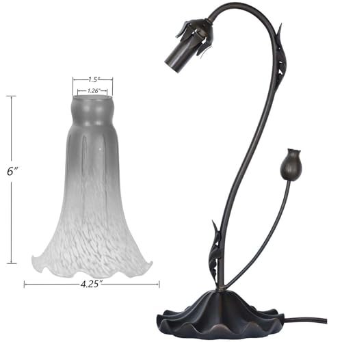 Bieye L10697 Lily Flower Blown Glass Accent Table Lamp for Living Room Bedroom Decoration (1-Light, Orange) - Image 4