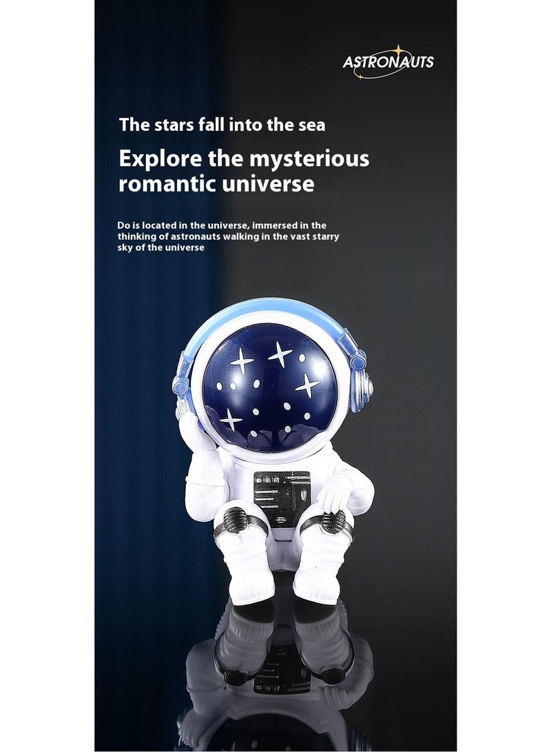 Bluejw 3-Piece Astronaut Figurine Statue Set Astronaut Figure Sculpture For Desktop And Tabletop Decor Resin Spaceman Planet Desk Ornament For Outer Space Themed Bedroom Decor Cake Toppers Decoration Model Set - Image 4