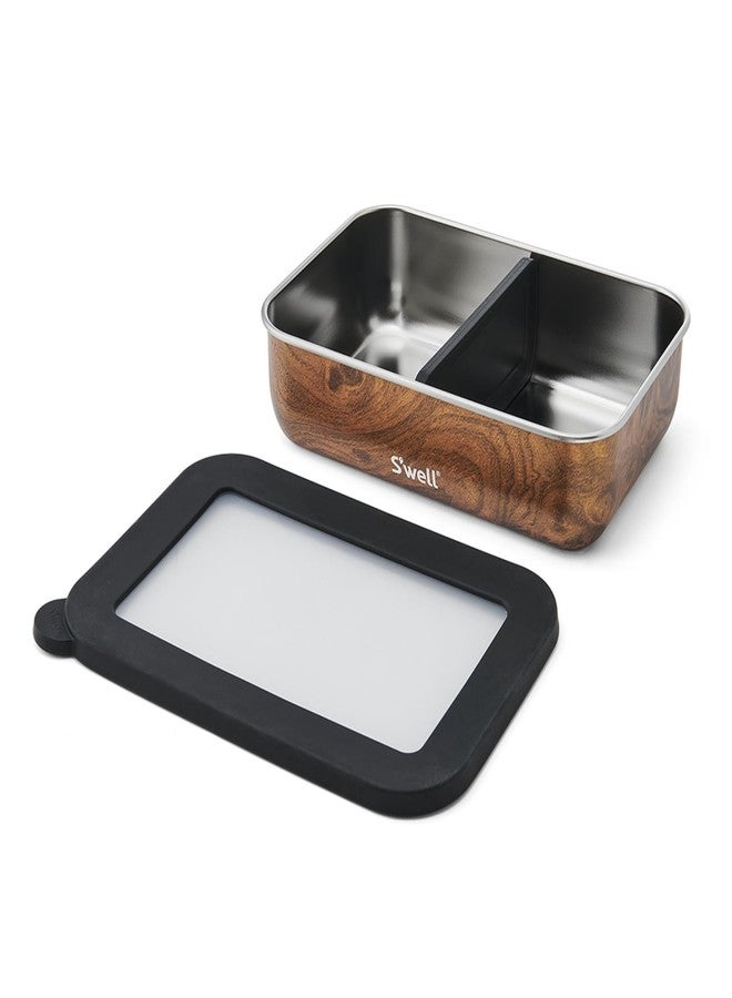 S'well Stainless Steel Bento Box, Teakwood, Fits One Large Entree Or Small Entree And Snack, Includes Removable Divider, Leakproof, Easy to Clean, Dishwasher Safe - Image 3