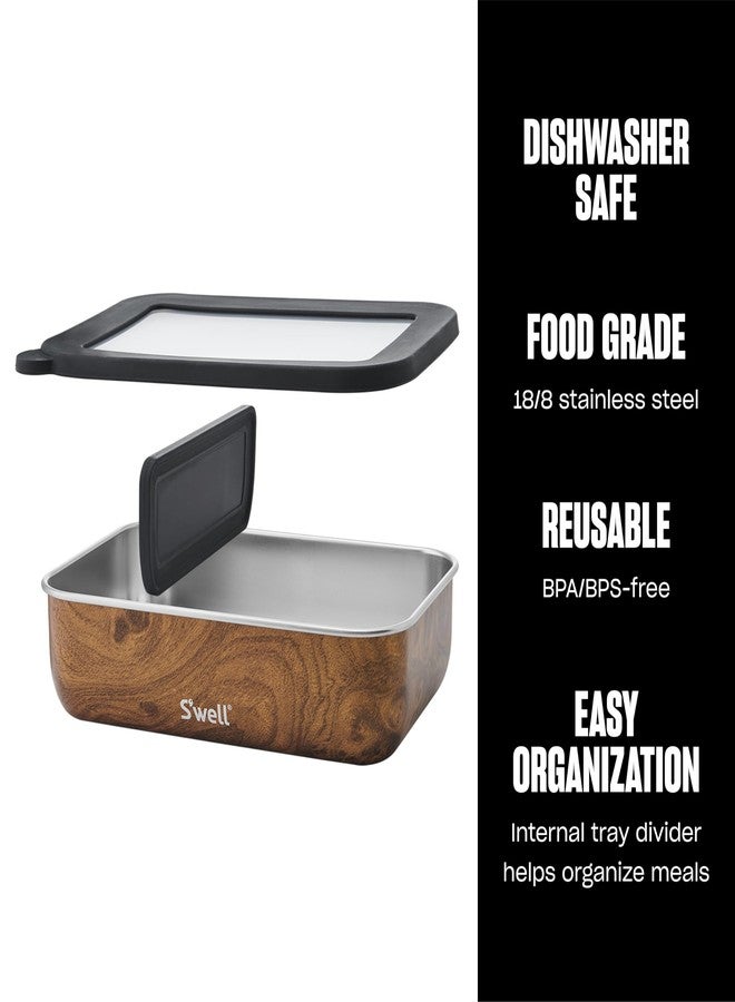 S'well Stainless Steel Bento Box, Teakwood, Fits One Large Entree Or Small Entree And Snack, Includes Removable Divider, Leakproof, Easy to Clean, Dishwasher Safe - Image 2