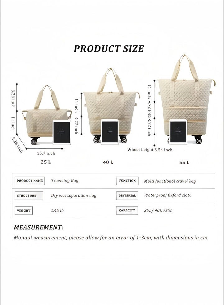 DUNISO Luggage Bag, foldable and detachable rolling luggage compartment, portable travel suitcase travel bag, suitable for men's and women's travel or business - Image 2