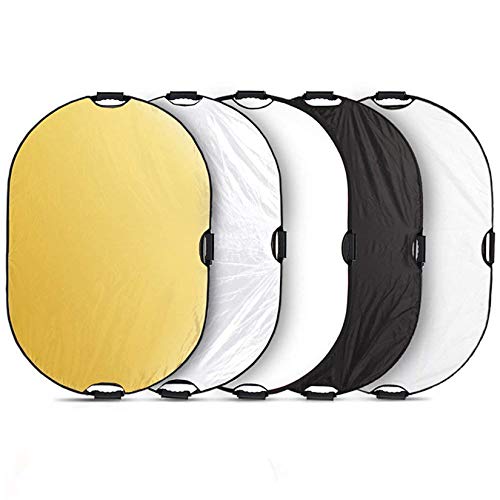 Selens 5-in-1 Oval Reflector with Handle for Photography Photo Studio Lighting & Outdoor Lighting (32 x 48 Inch) - Image 1