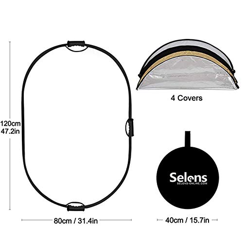 Selens 5-in-1 Oval Reflector with Handle for Photography Photo Studio Lighting & Outdoor Lighting (32 x 48 Inch) - Image 4