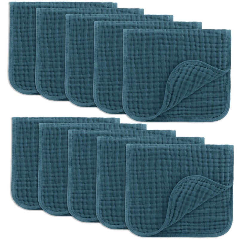Comfy Cubs مناديل تجشؤ مريحة من كومفي كابس 20" × 10"، عبوة من 10 - كبيرة، 6 طبقات، فائقة الامتصاص 100% قطن لزلال الأطفال والفوضى - مناديل تجشؤ ناعمة وآمنة ولطيفة للأطفال الأولاد والبنات - نبتون - Image 1