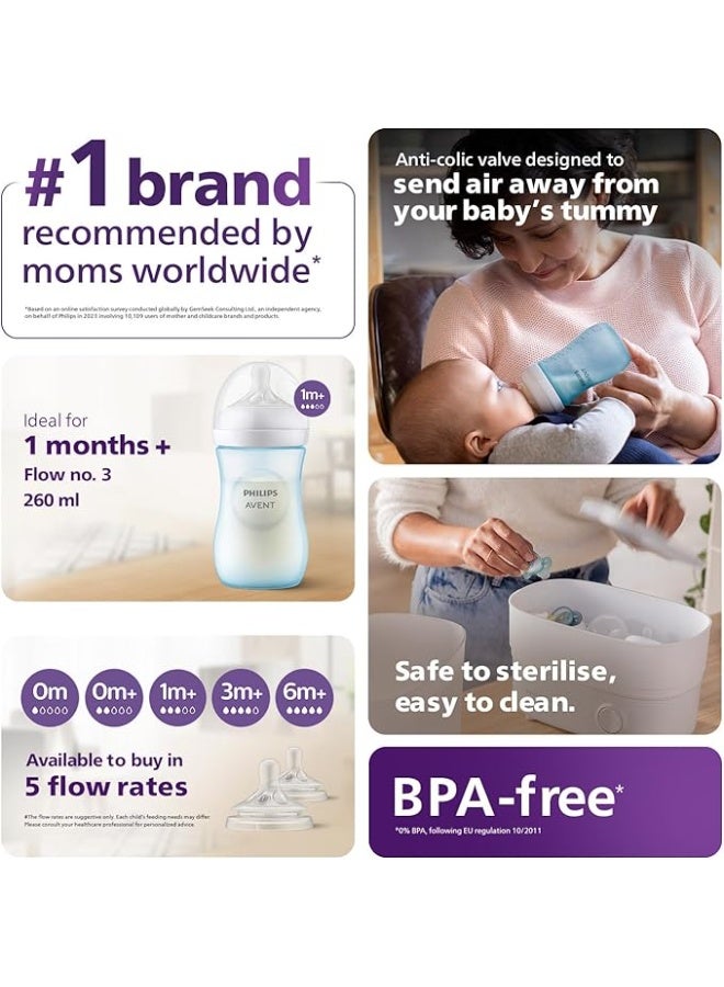 Avent Philips Avent Natural Response Baby Bottle – 260ml, Blue, SCY903/21 – Comfortable & Easy Feeding - Image 2
