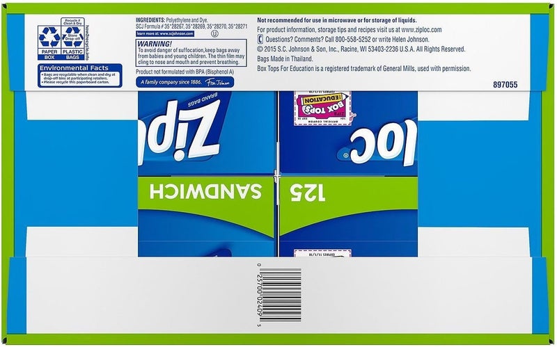 Ziploc Easy Open Tabs Sandwich Bags - 125 Count (Pack of 4) - Airtight Seal for Freshness - Image 3