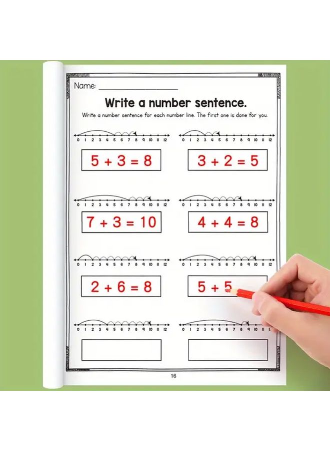 Red Math Workbook Trace Count Add Subtract Animal Fun Learning - Image 5