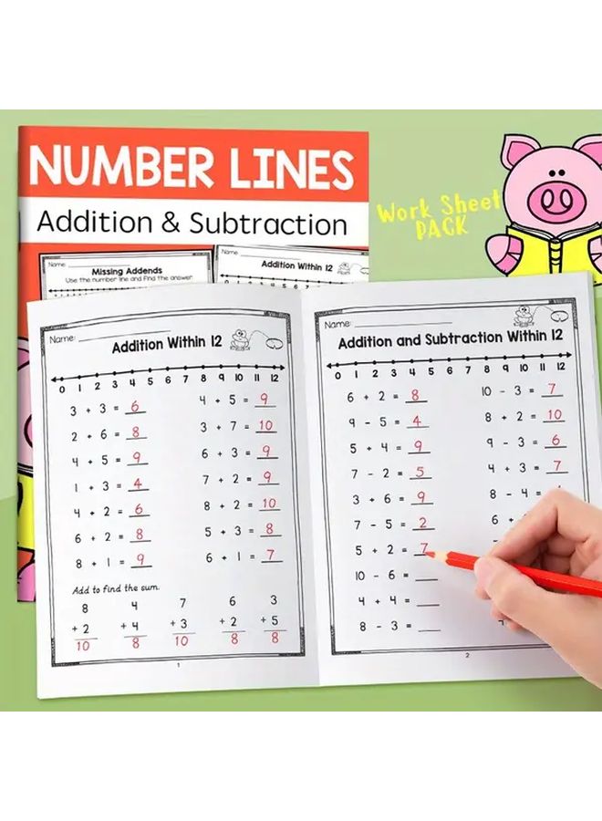 Red Math Workbook Trace Count Add Subtract Animal Fun Learning - Image 3