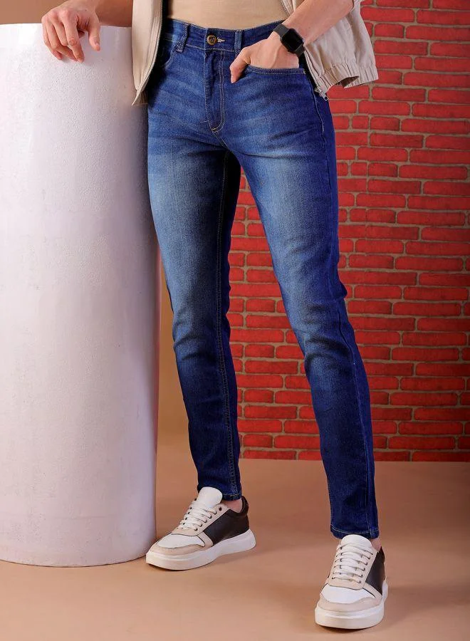 Men Slim Fit Solid Mid-Rise Jeans