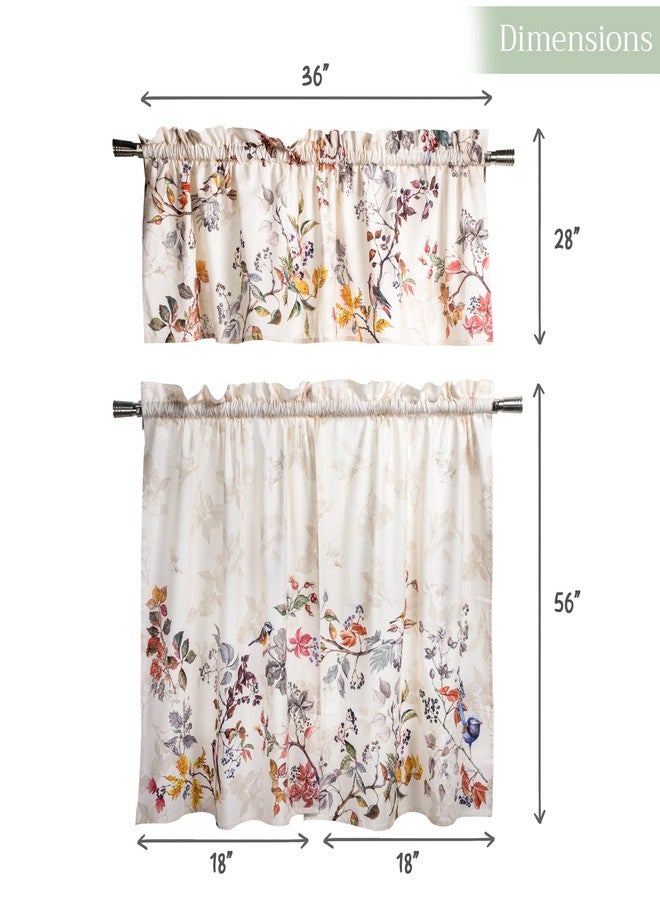 ميزون دي هيرمين طقم ستائر مطبخ من ميزون دي هيرمين للنوافذ، مصنوع من القطن بنسبة 100%، يتضمن ستائر مطبخ وستائر علوية للمنزل [طبقتان (28 × 36 بوصة) وستارة علوية واحدة (56 × 18 بوصة)]، بنمط ريفي أو مقهى (إكوينوكس - بيج) - Image 4