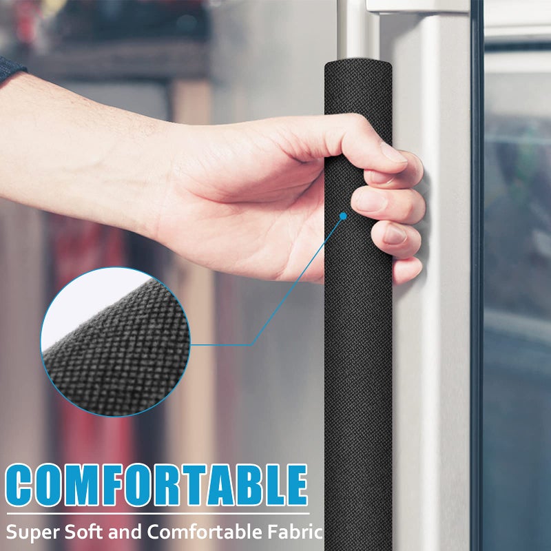 ELCOOR Refrigerator Door Handle Covers, Set of 6, Trimmable, Washable, Appliance Handle Covers, Fridge Door Handle Protector, Get Rid of Dirty Handprints, Timesaver, Kitchen Decor Accessories (Black) - Image 5