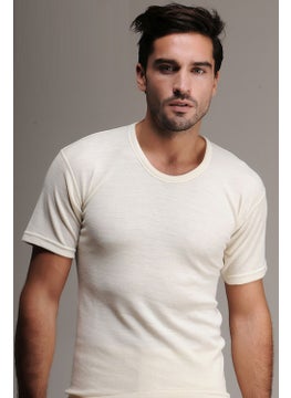 Undershirt 100 Cream Men's Short Sleeve Wool Undershirt Thermal Undershirt