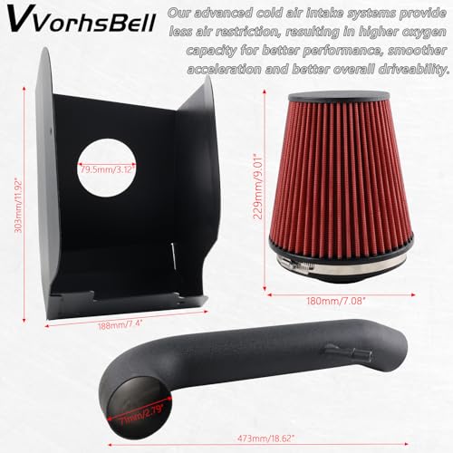 VVORHSBELL Cold Air Intake Kit Compatible With 2018-2024 Jeep Wrangler JL/Gladiator 3.6L V6 Cold Air Intake Piping Kit -10479PF - Image 2