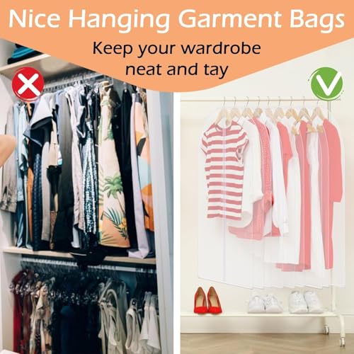 Nibbler® Pack of 2 Clothes Hanging Bag, Washable Plastic Wardrobe Storage Bag, Dust Cover Waterproof Closet Organizer (Pack of 2) - Image 4