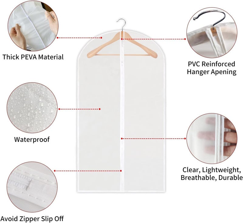 Nibbler® Pack of 2 Clothes Hanging Bag, Washable Plastic Wardrobe Storage Bag, Dust Cover Waterproof Closet Organizer (Pack of 2) - Image 2
