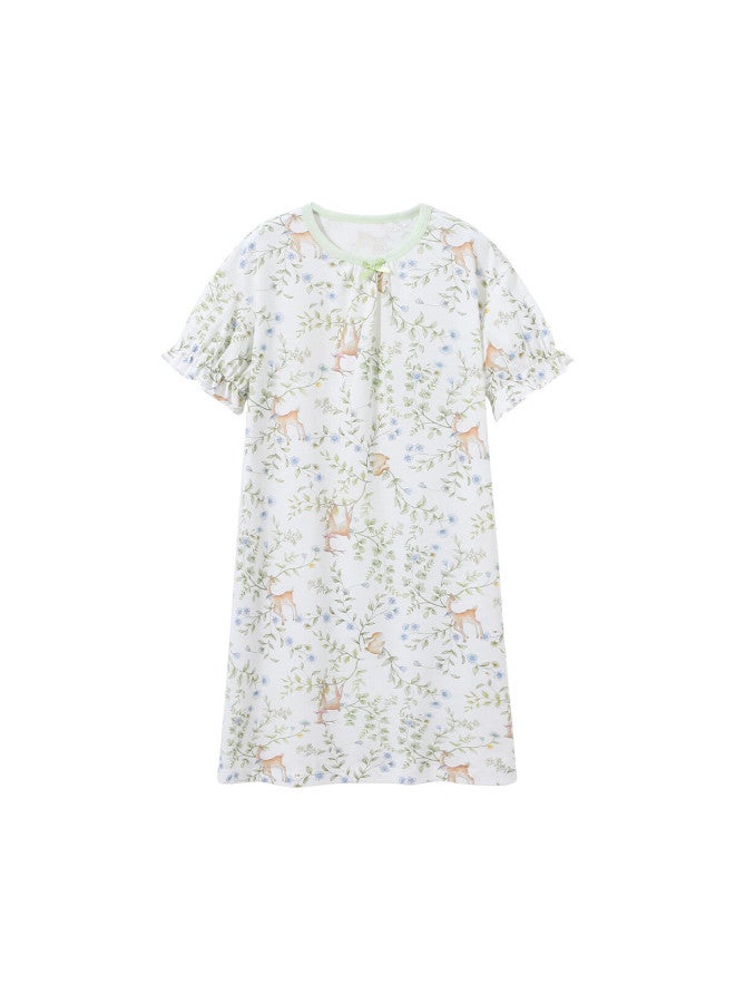 Yuzhaolin Girls' Summer Cotton Pajamas Children'S Home Wear Big Kids Clothing Romantic Short Sleeve Nightgown - Image 4