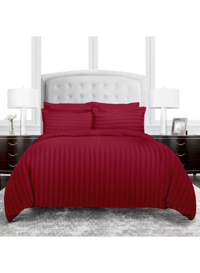 TW Premier Hotel Duvet Cover Stripe 240x260cm Super King Size 6 Pcs Set, 1 Duvet Cover 240x260cm (Without Filling), 1 Fitted Sheet 200x200+30cm, 2 Pillow Sham 50x75+5cm, 2 Pillow Cases 50x75cm - Image 1