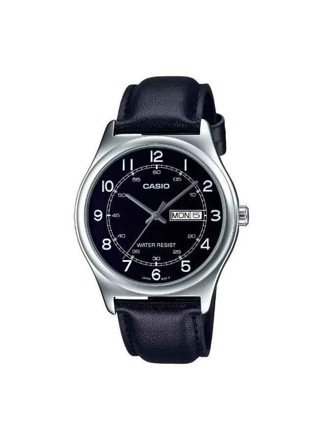 كاسيو Men's Leather Analog Watch MTP-V006L-1B2UDF - 38 mm