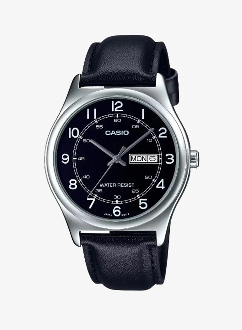 Casio Men's Leather Analog Watch MTP-V006L-1B2UDF - 38 mm