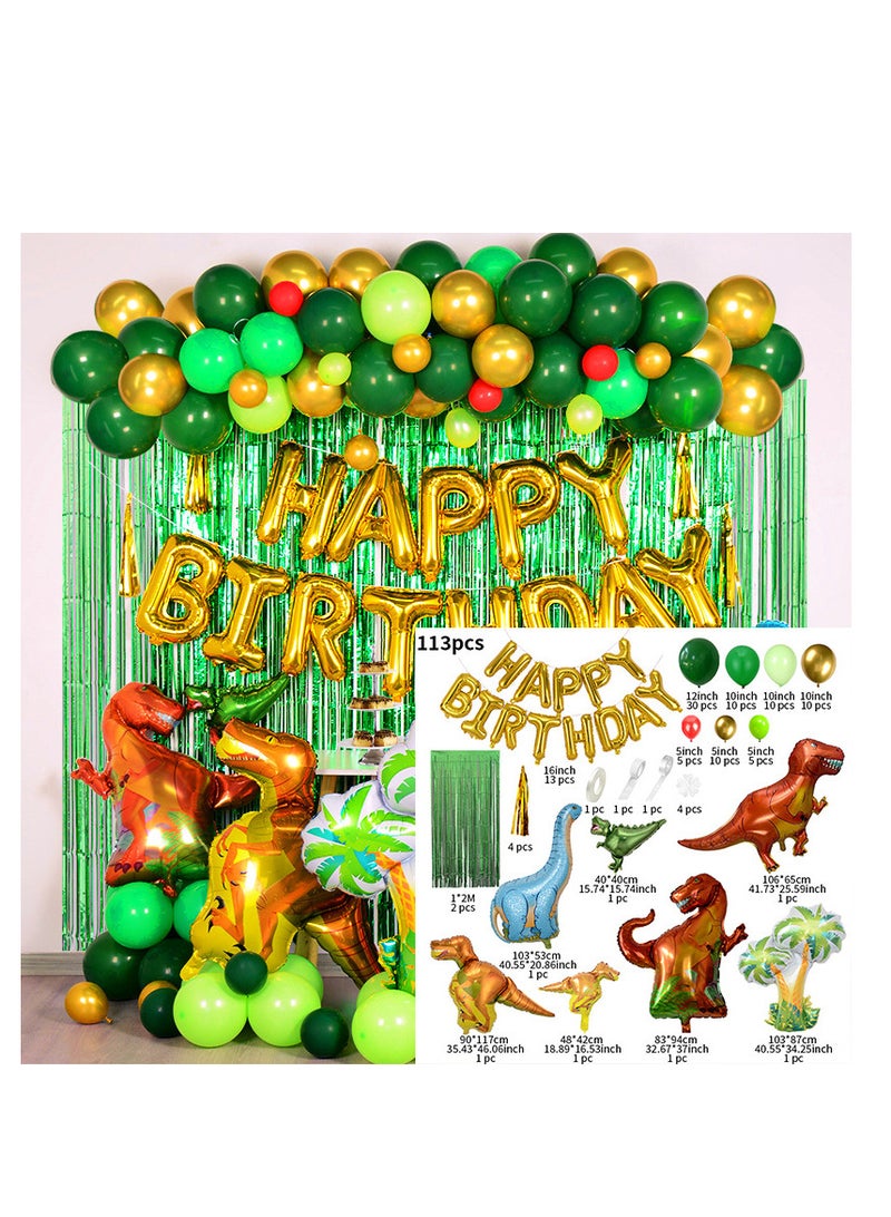 113PCS Dinosaur Birthday Party Decorations Balloons Arch Garland Kit - Image 5