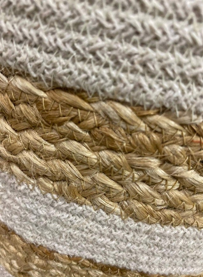 pepme سلة قطنية منزلية من بيبمي، سلة زراعة صديقة للبيئة لتزيين المنزل، سلة تخزين متعددة الأغراض بمقبض للحمام وغرفة المعيشة وغرفة الغسيل والألعاب (بيج أبيض، 12 بوصة، عبوة من قطعة واحدة) - Image 3