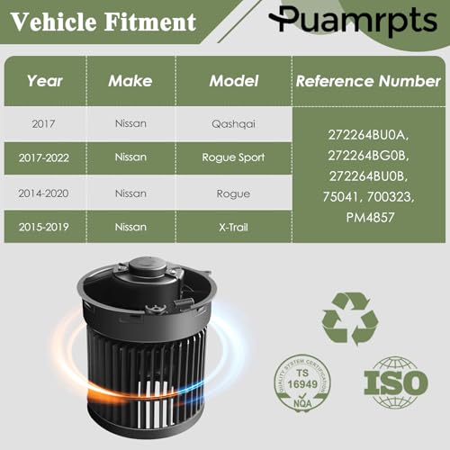 PUAMRPTS AC Heater Blower Motor Compatible with Rogue 2014-2020, X-Trail 2015-2019 - Replace# 27226-4BU0A, 75041, 700323 - Image 2