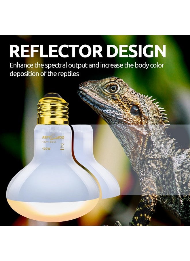 REPTIZOO Dual Reptile Light Fixture Reptile Heat Lamp Combo Pack, 100W UVA Daylight Basking Spot Light Heating Lamp and 26W UVA UVB Reptile Light Energy Saving Spiral Compact Lamp UVB Bulb 5.0
