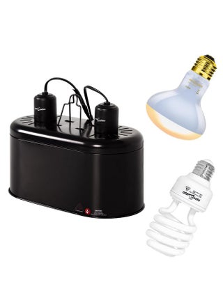 REPTIZOO Dual Reptile Light Fixture Reptile Heat Lamp Combo Pack, 100W UVA Daylight Basking Spot Light Heating Lamp and 26W UVA UVB Reptile Light Energy Saving Spiral Compact Lamp UVB Bulb 5.0 - pzsku/Z9CD488BD292AD1DC6BABZ/45/_/1737031453/3a42cfe2-2663-4381-8ffb-5337a7b5e493