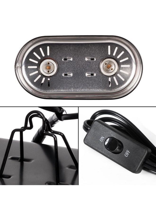 REPTIZOO Dual Reptile Light Fixture Reptile Heat Lamp Combo Pack, 100W UVA Daylight Basking Spot Light Heating Lamp and 26W UVA UVB Reptile Light Energy Saving Spiral Compact Lamp UVB Bulb 5.0