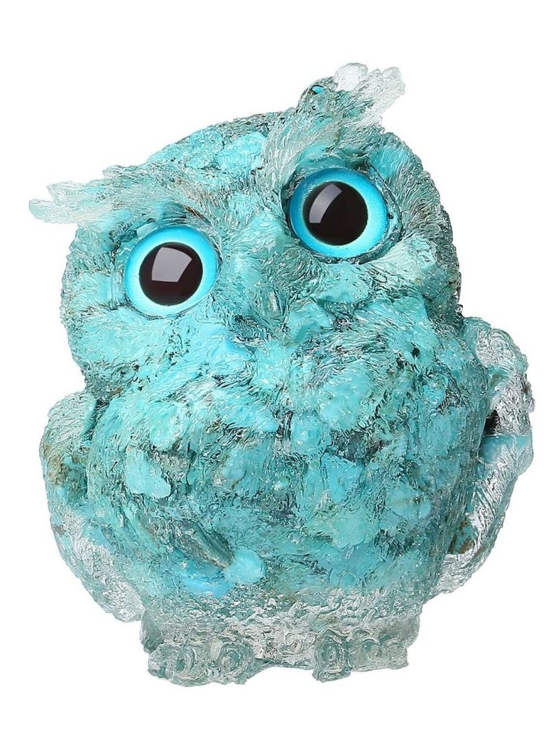 KASTWAVE Turquoise 2.4"" Owl Statue Natural Healing Crystal Cute Owl Animal Figurine Pocket Sculpture Reiki Healing Gemstone Animal Figurines  Home Office Car Decoration The Best Giftsfor Women Men" - Image 1