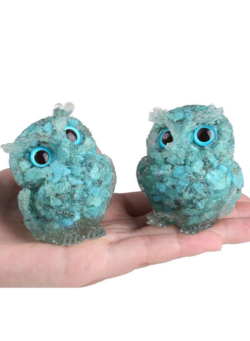 KASTWAVE Turquoise 2.4"" Owl Statue Natural Healing Crystal Cute Owl Animal Figurine Pocket Sculpture Reiki Healing Gemstone Animal Figurines  Home Office Car Decoration The Best Giftsfor Women Men" - Image 4