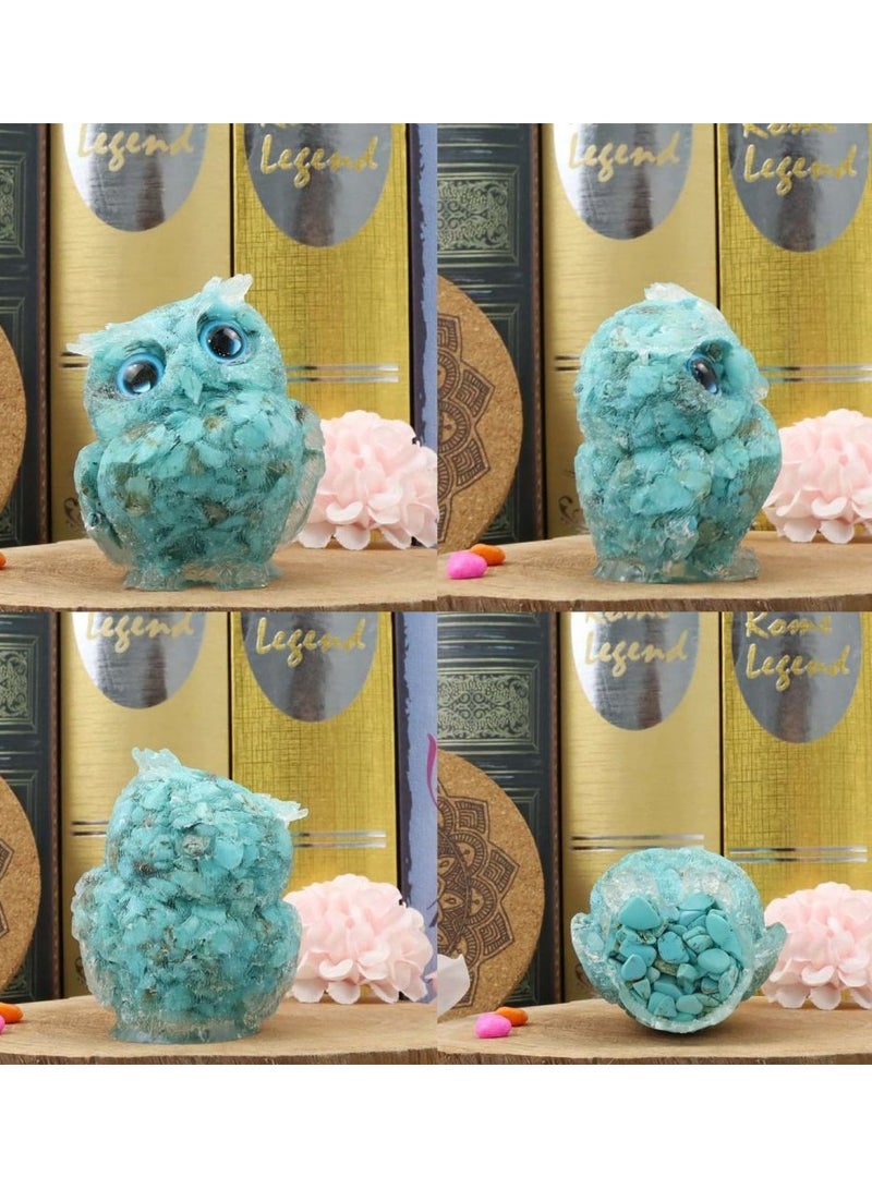 KASTWAVE Turquoise 2.4"" Owl Statue Natural Healing Crystal Cute Owl Animal Figurine Pocket Sculpture Reiki Healing Gemstone Animal Figurines  Home Office Car Decoration The Best Giftsfor Women Men" - Image 2