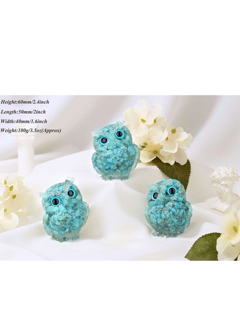 KASTWAVE Turquoise 2.4"" Owl Statue Natural Healing Crystal Cute Owl Animal Figurine Pocket Sculpture Reiki Healing Gemstone Animal Figurines  Home Office Car Decoration The Best Giftsfor Women Men" - Image 5