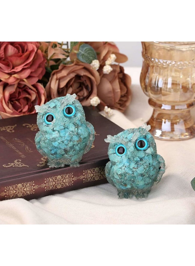 KASTWAVE Turquoise 2.4"" Owl Statue Natural Healing Crystal Cute Owl Animal Figurine Pocket Sculpture Reiki Healing Gemstone Animal Figurines  Home Office Car Decoration The Best Giftsfor Women Men" - Image 3