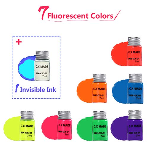 ESSSHOP Glass Dipped Pen Calligraphy Set - 7 Colorful Inks with Fluorescent & Invisible Ink Dip Pen Kit for Writing Signing Drawing Calligraphy Decoration Christmas day gifts - Image 4