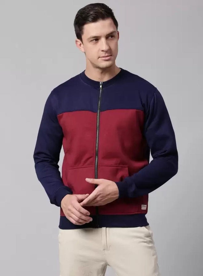 Dennis Lingo Regular Fit Navy Sweatshirt for Men - Polycotton, Colourblocked, Rib Collar, Full Sleeves, Knitted Fabric  - Image 1