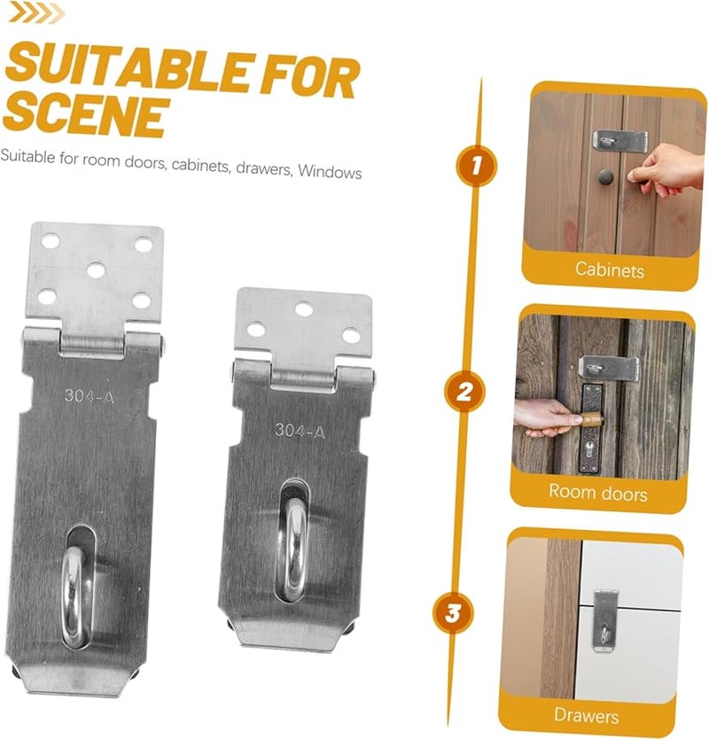 Heavy Duty Stainless Steel Hasp Latch Lock For Gym Locker Barn Door Outdoor Security 2 Pack - Image 5