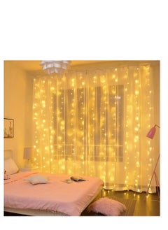 Generic Warm Yellow Light Mesh Curtain – Indoor Use | Decorative Curtain Lights for Home, Party, and Holiday   Energy-Efficient Light Source 